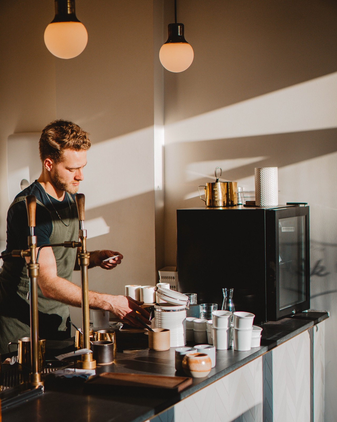 Specialty coffee barista taking an order
